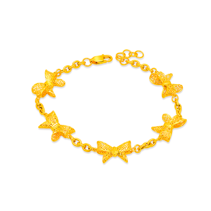 TAKA Jewellery Ribbon Bow 916 Gold Bracelet