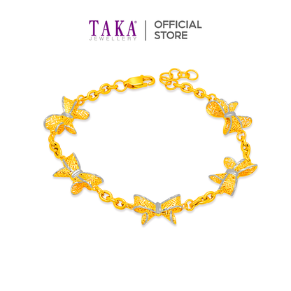 TAKA Jewellery 2-Tone Ribbon Bow 916 Gold Bracelet