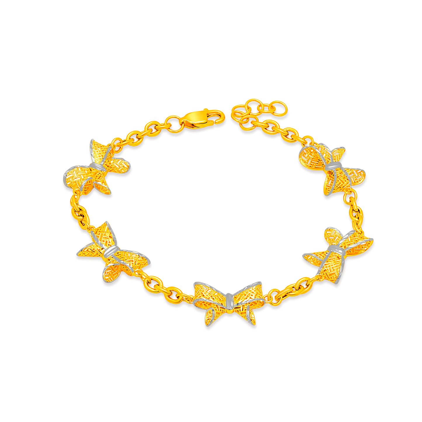 TAKA Jewellery 2-Tone Ribbon Bow 916 Gold Bracelet