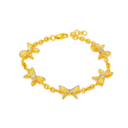 TAKA Jewellery 2-Tone Ribbon Bow 916 Gold Bracelet