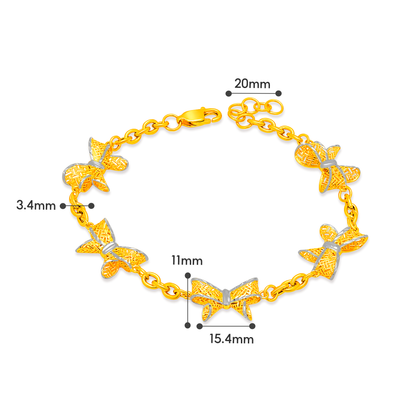 TAKA Jewellery 2-Tone Ribbon Bow 916 Gold Bracelet