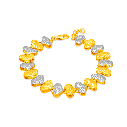 TAKA Jewellery 2-Tone Endless Love Heart 916 Gold Bracelet