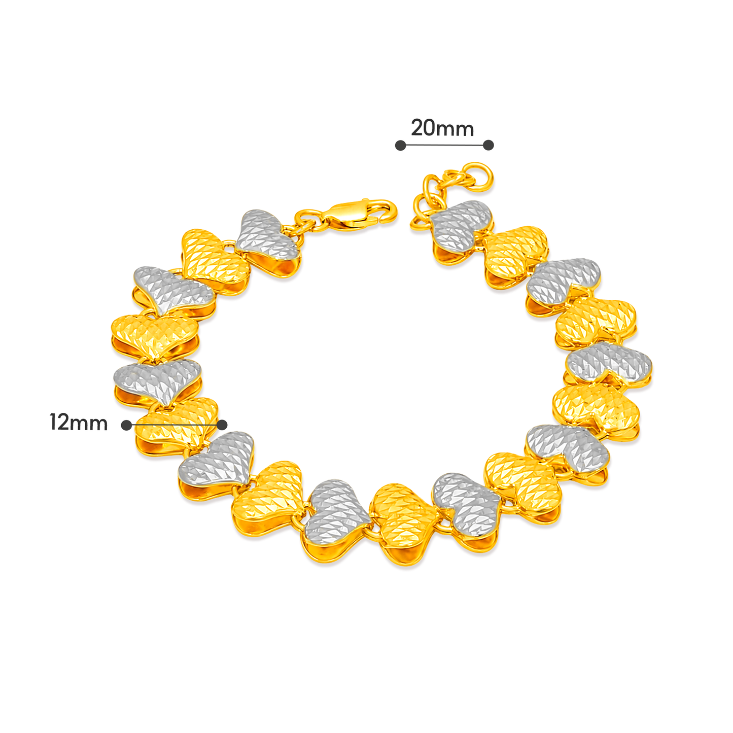 TAKA Jewellery 2-Tone Endless Love Heart 916 Gold Bracelet