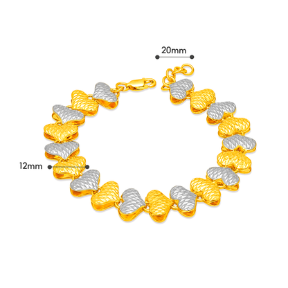 TAKA Jewellery 2-Tone Endless Love Heart 916 Gold Bracelet