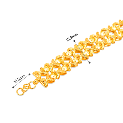 TAKA Jewellery Wide Blossom Luxe 916 Gold Bracelet