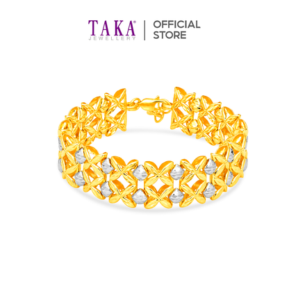 TAKA Jewellery 2-Tone Wide Blossom Luxe 916 Gold Bracelet
