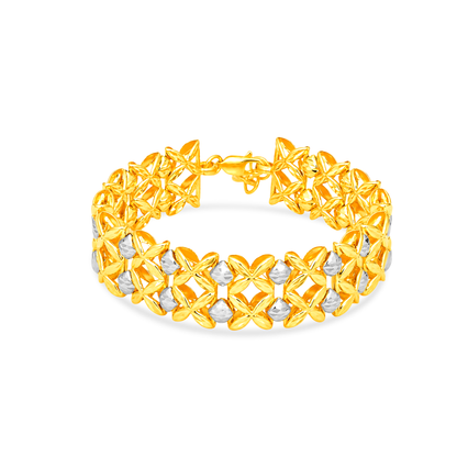TAKA Jewellery 2-Tone Wide Blossom Luxe 916 Gold Bracelet