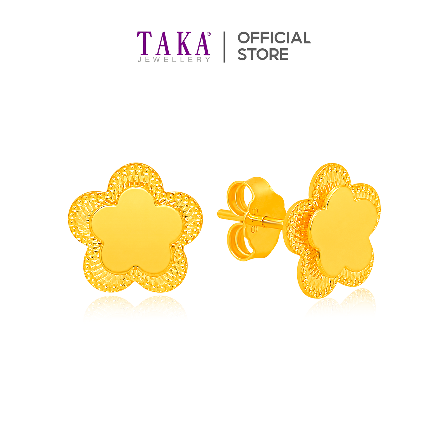 TAKA Jewellery Floral 916 Gold Earrings