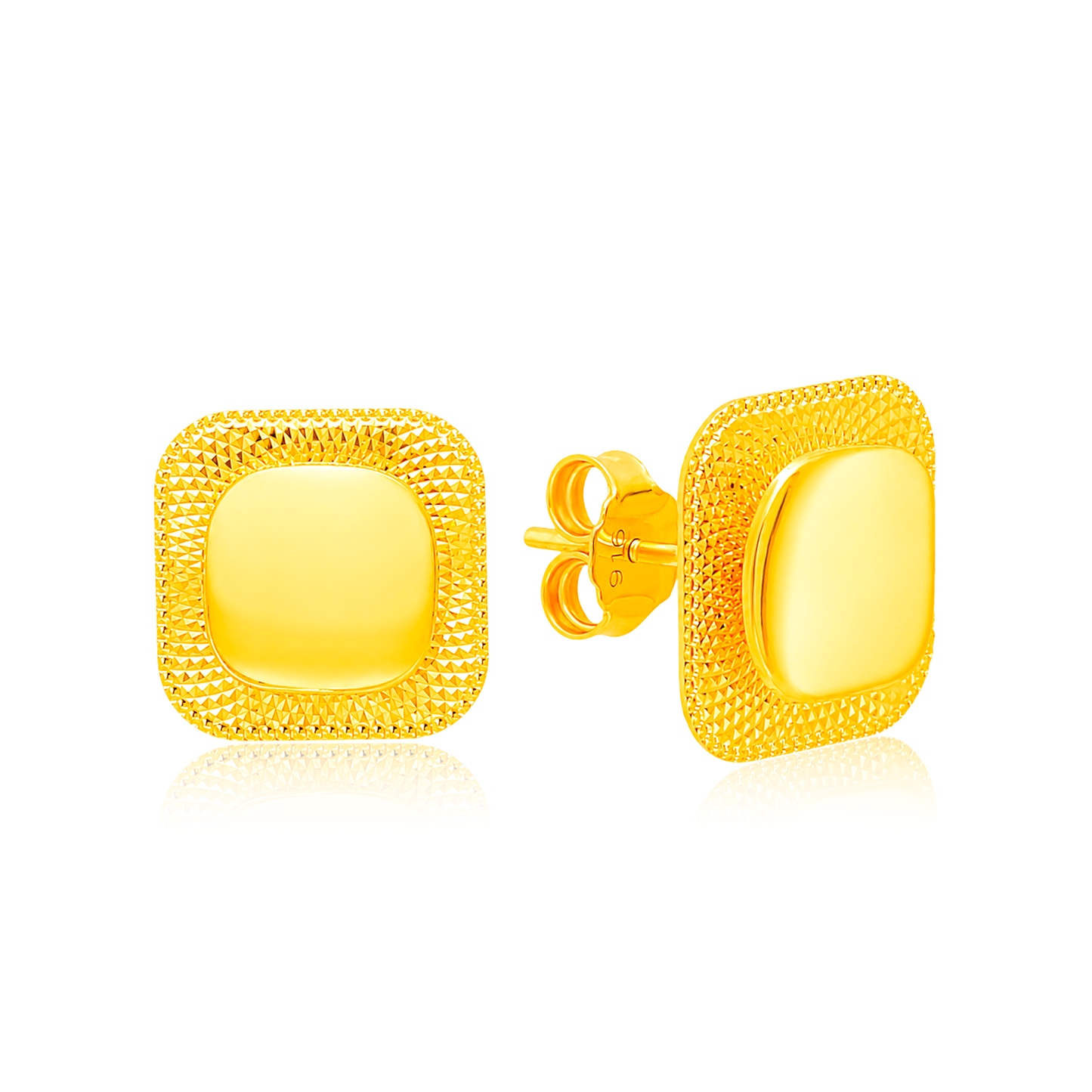 TAKA Jewellery Radiant Cushion Square 916 Gold Earrings