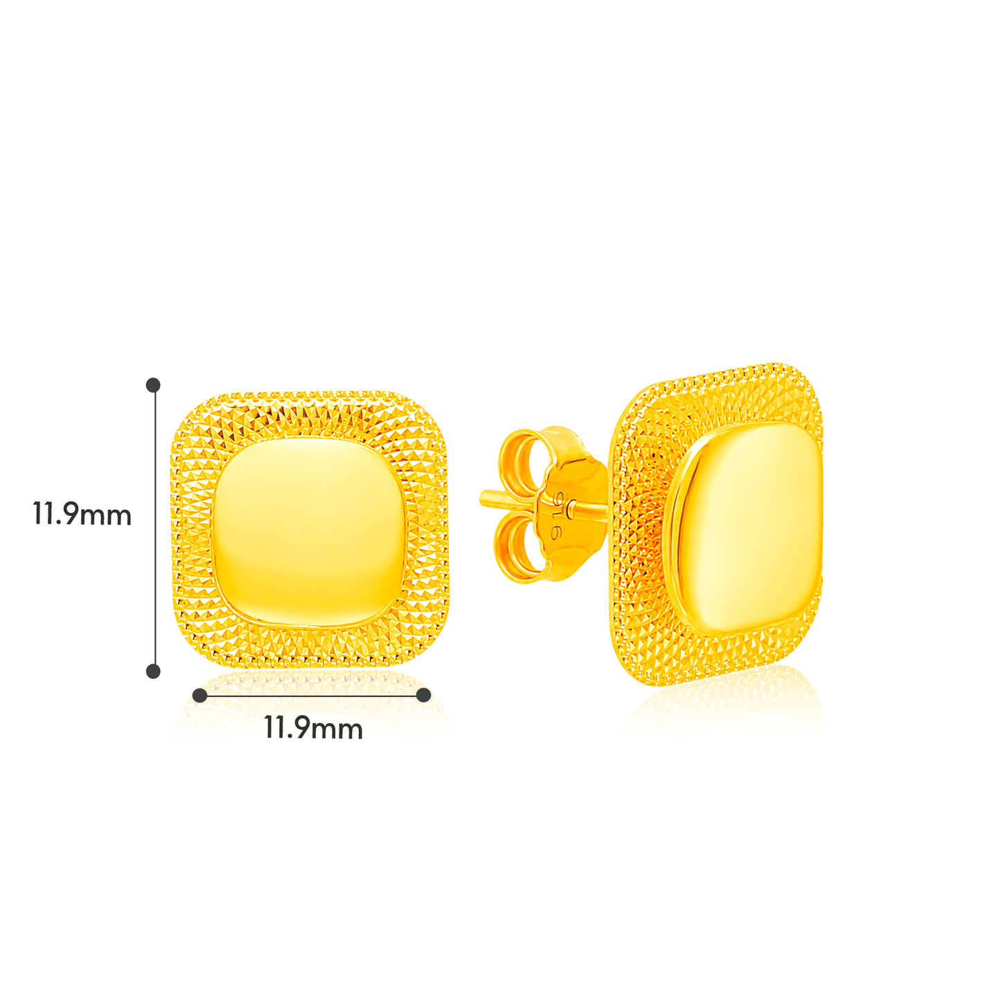 TAKA Jewellery Radiant Cushion Square 916 Gold Earrings