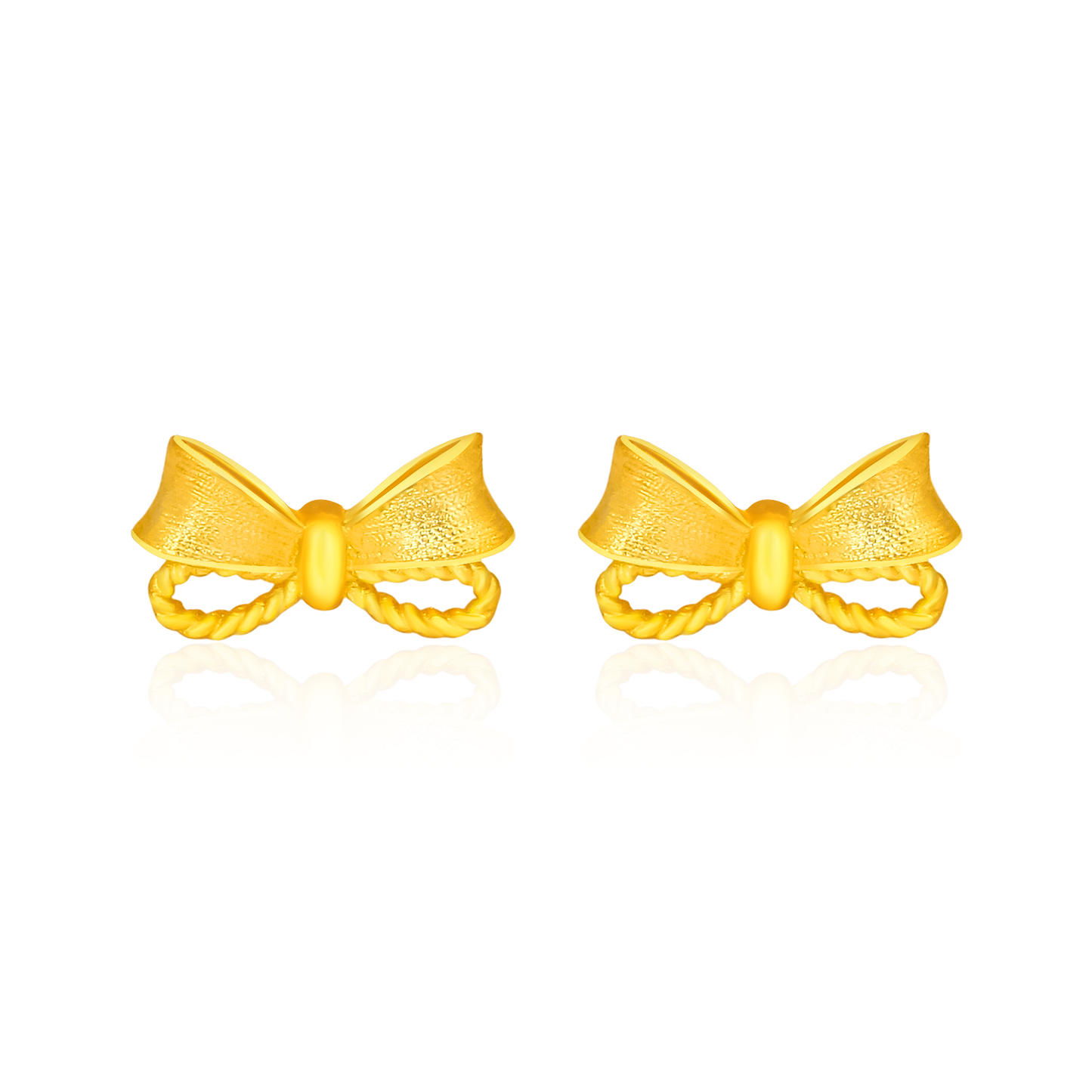 TAKA Jewellery 999 Pure Gold Earrings Ribbon