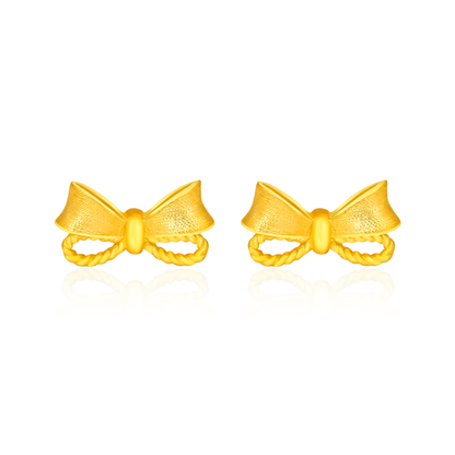 TAKA Jewellery 999 Pure Gold Earrings Ribbon