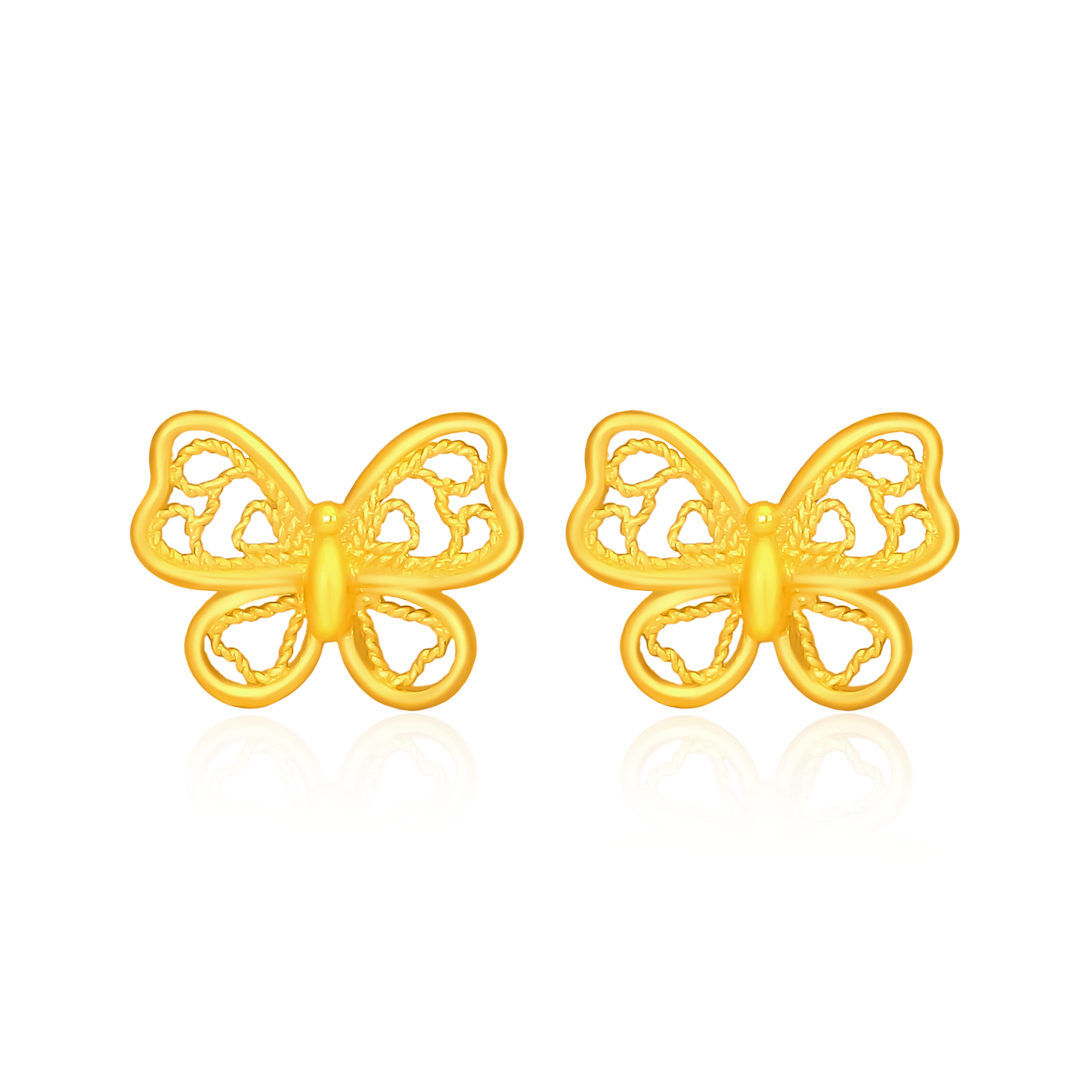 TAKA Jewellery 999 Pure Gold Earrings Butterfly