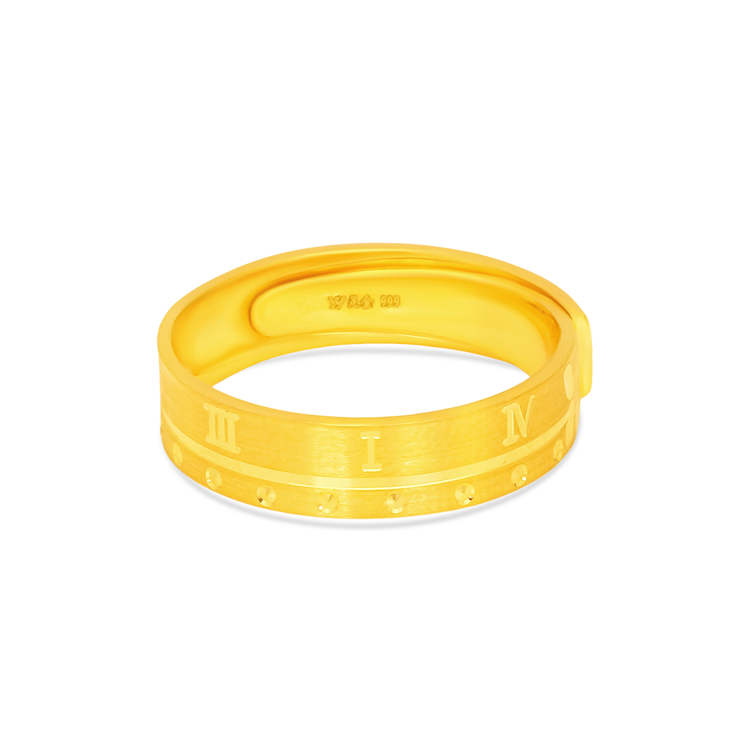 TAKA Jewellery 999 Pure Gold Ring Roman Numeral