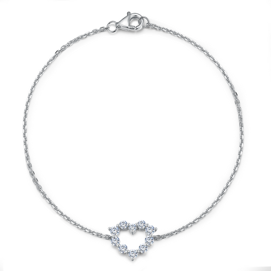 TAKA Jewellery Lab Grown Diamond Hollow Heart-shaped Bracelet 10K Gold