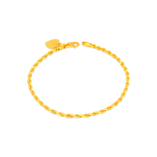 TAKA Jewellery 916 Solid Rope Gold Bracelet