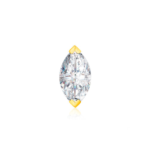 TAKA Jewellery 18K Gold Marquise Diamond Flatback Stud Earring