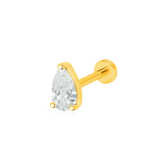 TAKA Jewellery Pear Shaped Diamond Single Stud Earring 18K Gold