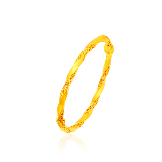 TAKA Jewellery Twisted 916 Gold Bangle