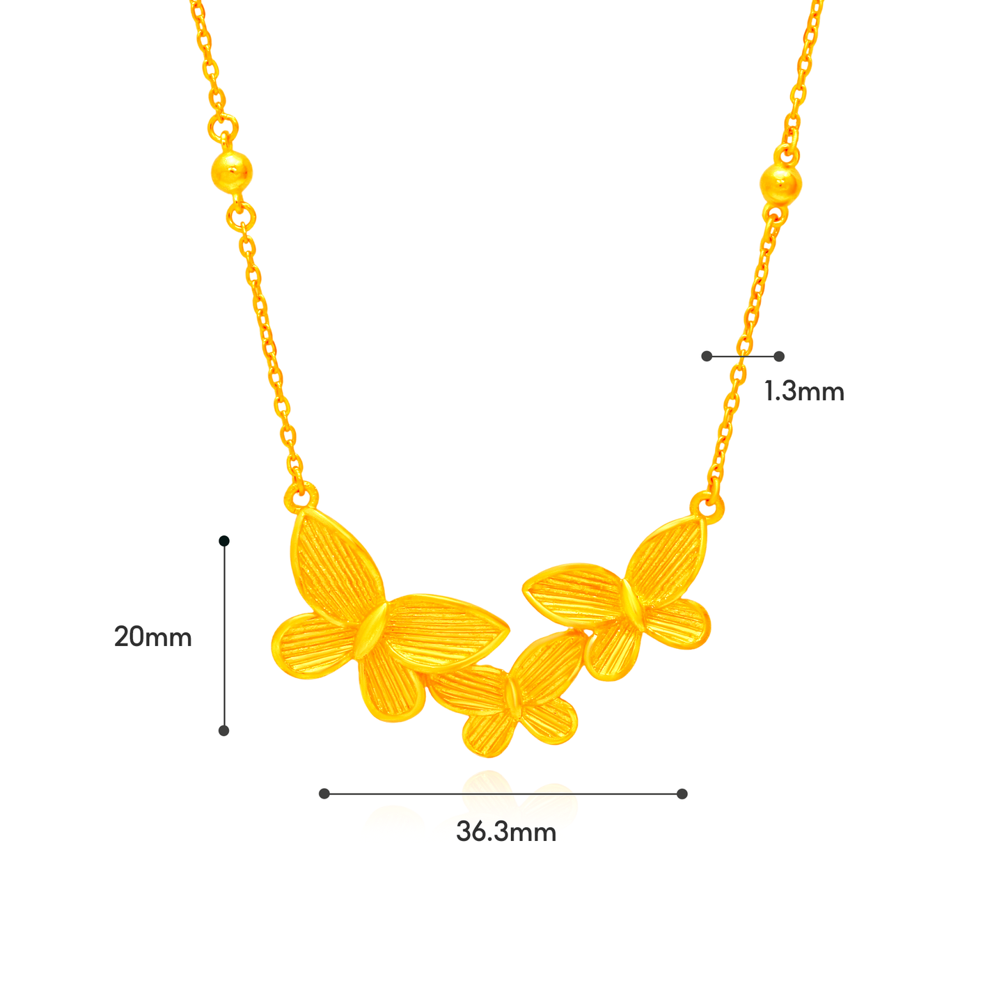 TAKA Jewellery 999 Pure Gold Fluttering Butterfly Choose – Necklace, Earrings, Ring