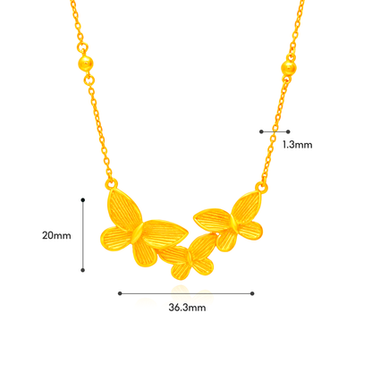 TAKA Jewellery 999 Pure Gold Fluttering Butterfly Choose – Necklace, Earrings, Ring