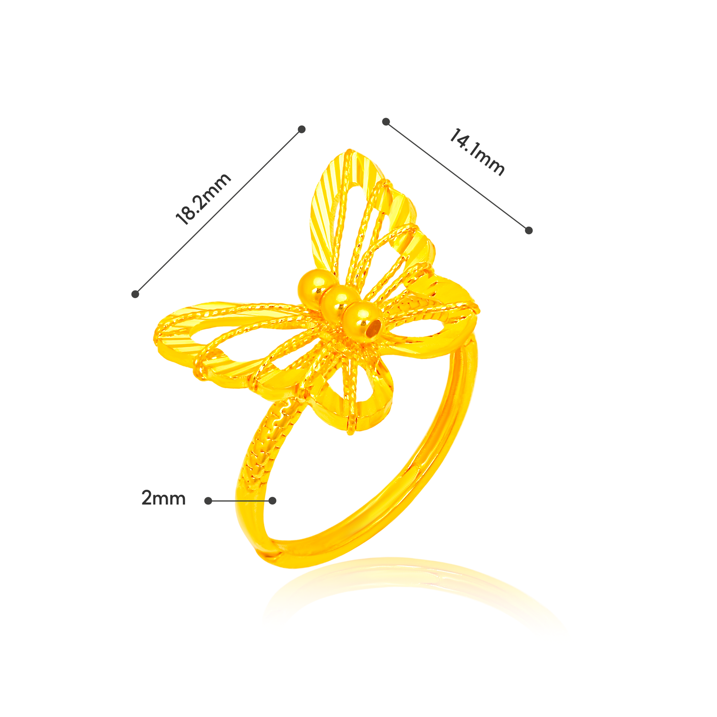 TAKA Jewellery Butterfly Whispers 999 Pure Gold Ring