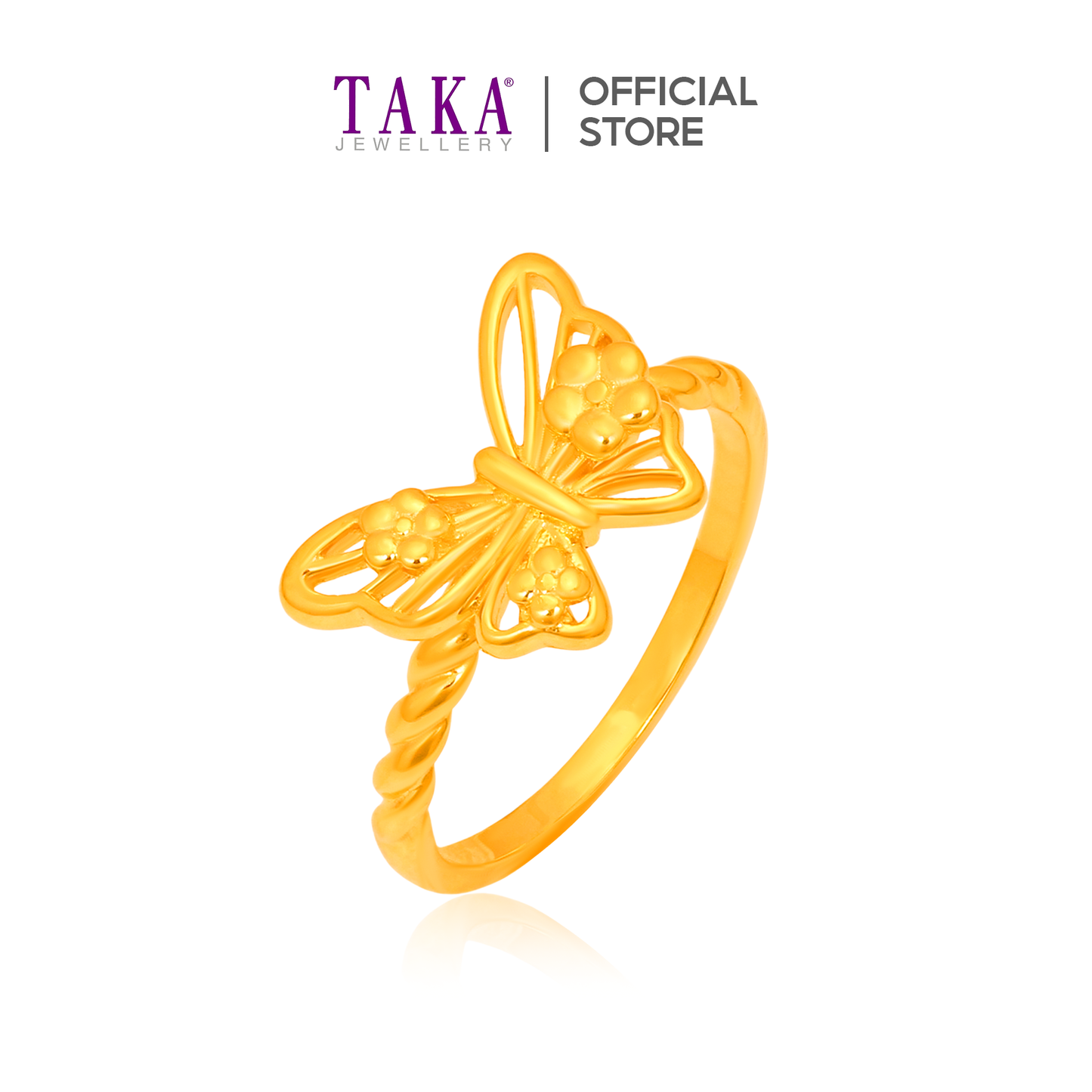 TAKA Jewellery Twist & Bloom Butterfly 916 Gold Ring