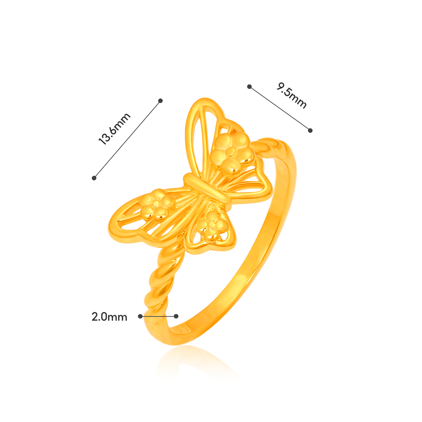 TAKA Jewellery Twist & Bloom Butterfly 916 Gold Ring