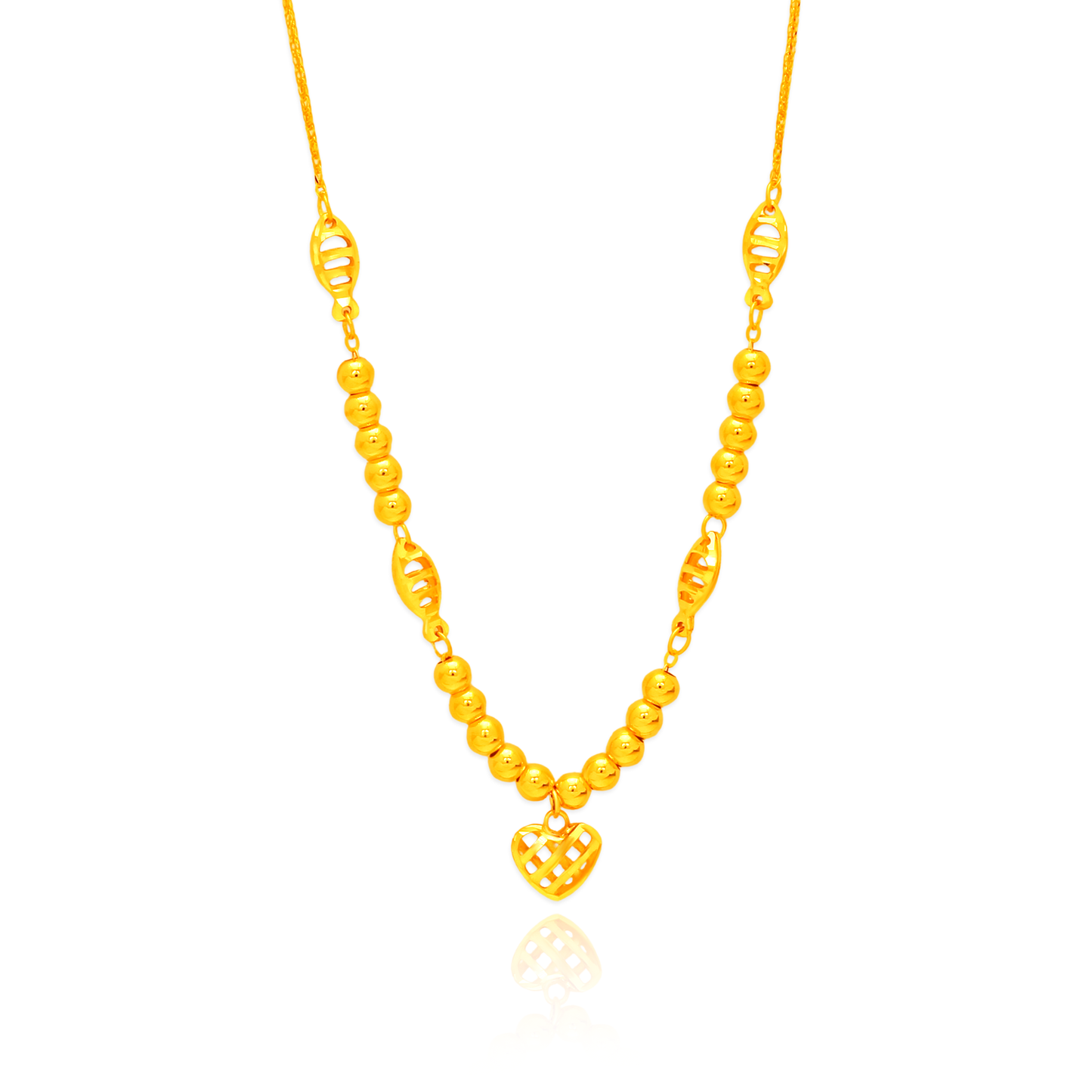 TAKA Jewellery Beaded Love Glow 916 Gold Necklace
