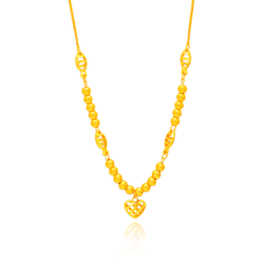 TAKA Jewellery Beaded Love Glow 916 Gold Necklace