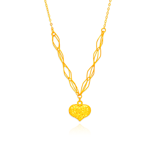 TAKA Jewellery Twisted Romance Heart 916 Gold Necklace