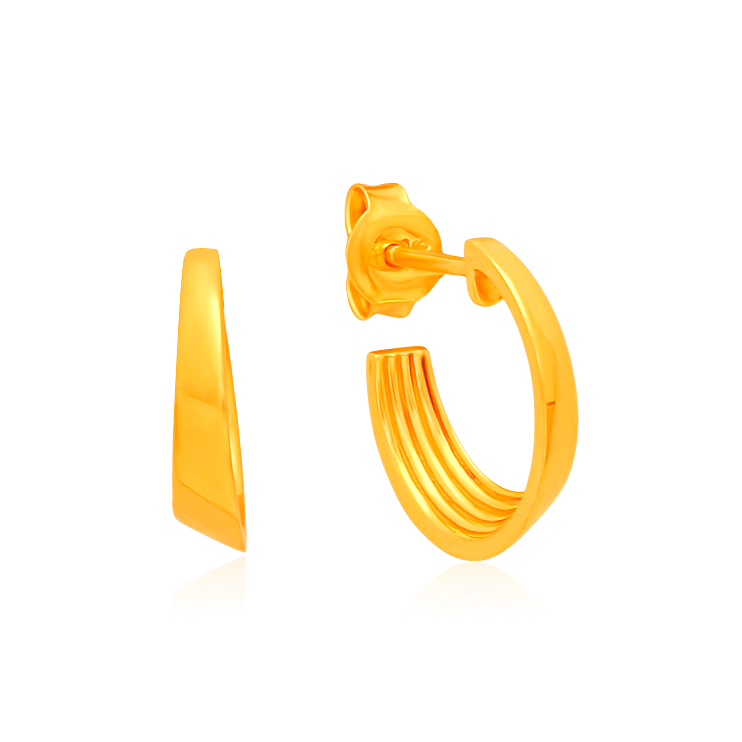 TAKA Jewellery Modern Edge 916 Gold Half-Hoops Earrings