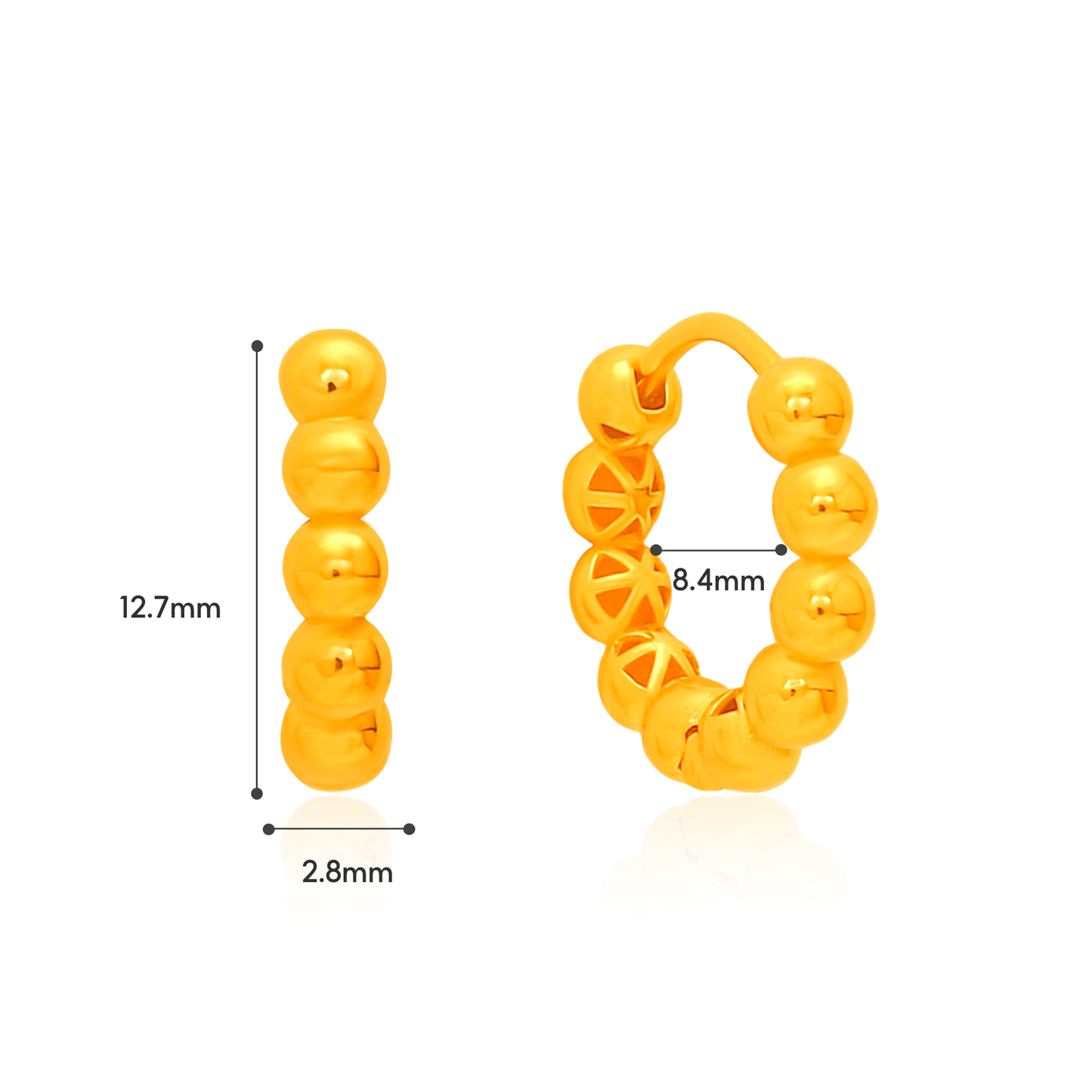 TAKA Jewellery Luxe Bead 916 Gold Loop Earrings