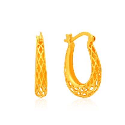 TAKA Jewellery Mesh Elegance 916 Gold Hoops Earrings