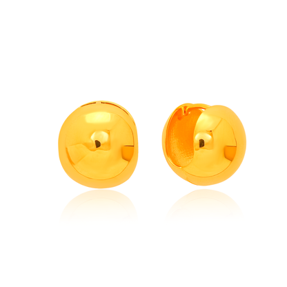 TAKA Jewellery Lustrous Dome 916 Gold Hoops Earrings
