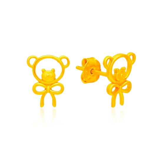TAKA Jewellery Goldie Bear Bows 916 Gold Earrings