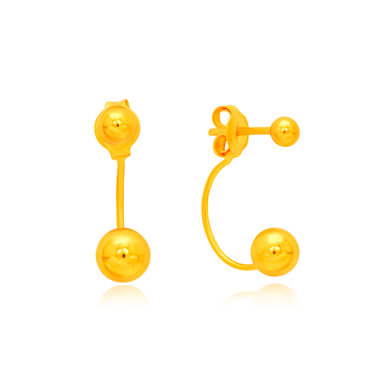 TAKA Jewellery Dual Sphere 916 Gold Earrings