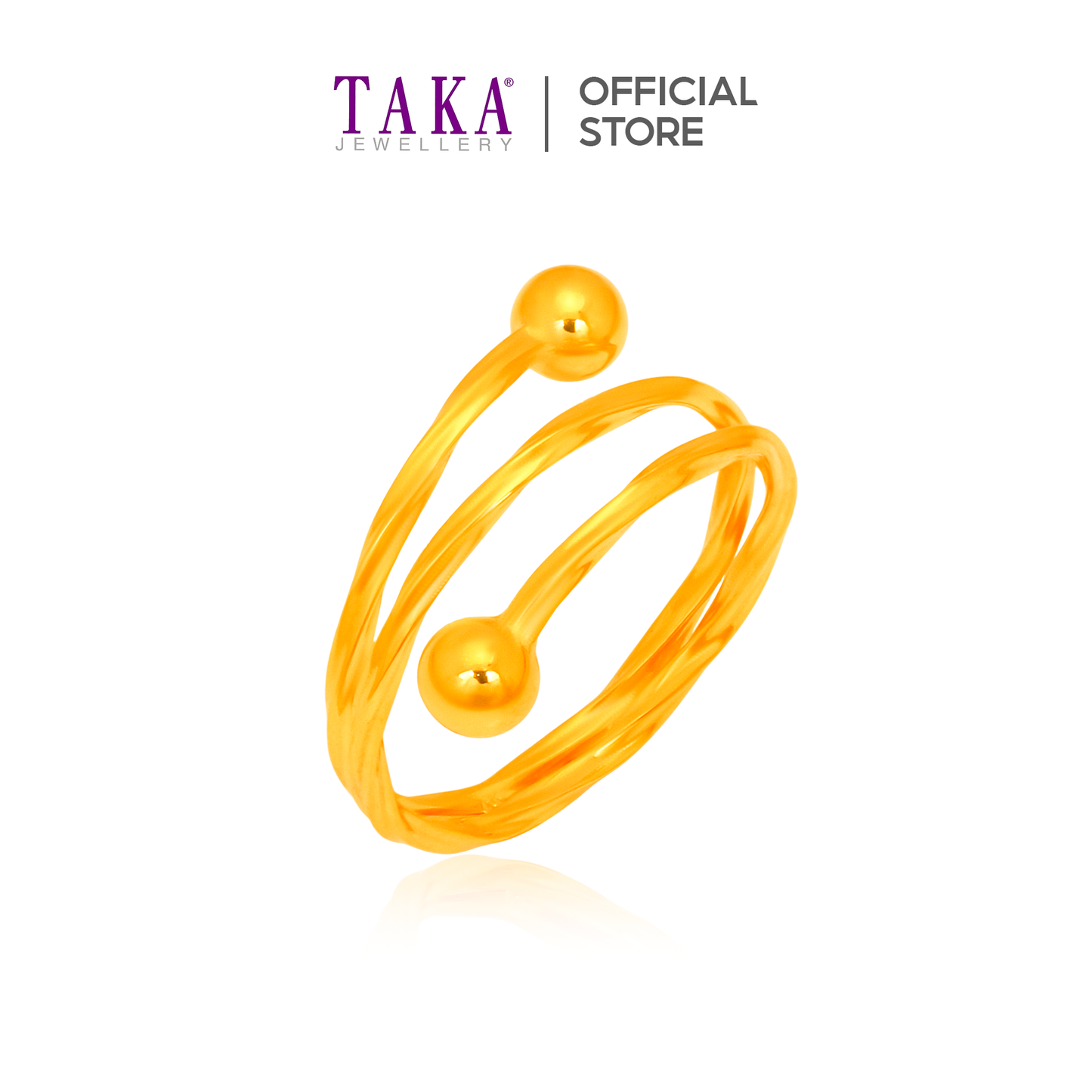 TAKA Jewellery Golden Halo Twist 916 Gold Ring