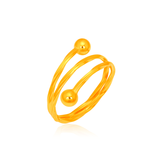 TAKA Jewellery Golden Halo Twist 916 Gold Ring