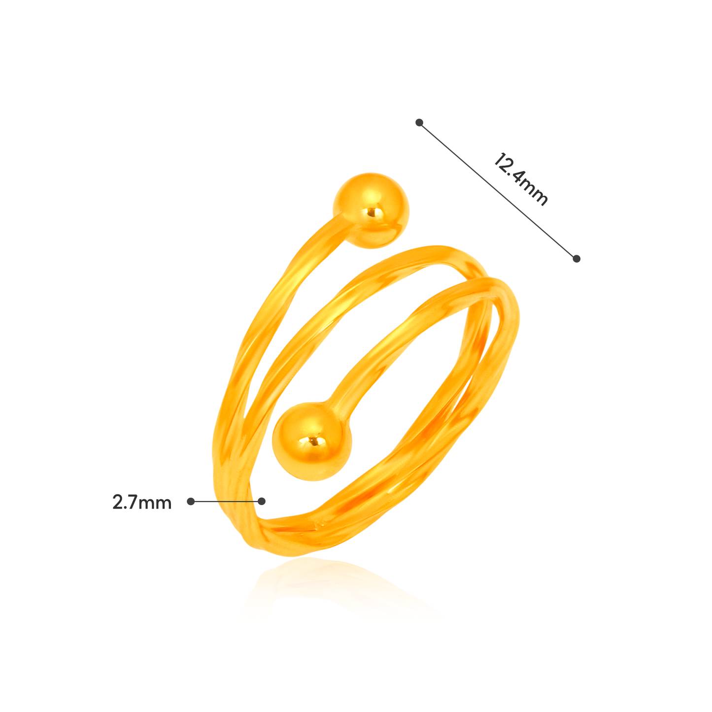 TAKA Jewellery Golden Halo Twist 916 Gold Ring