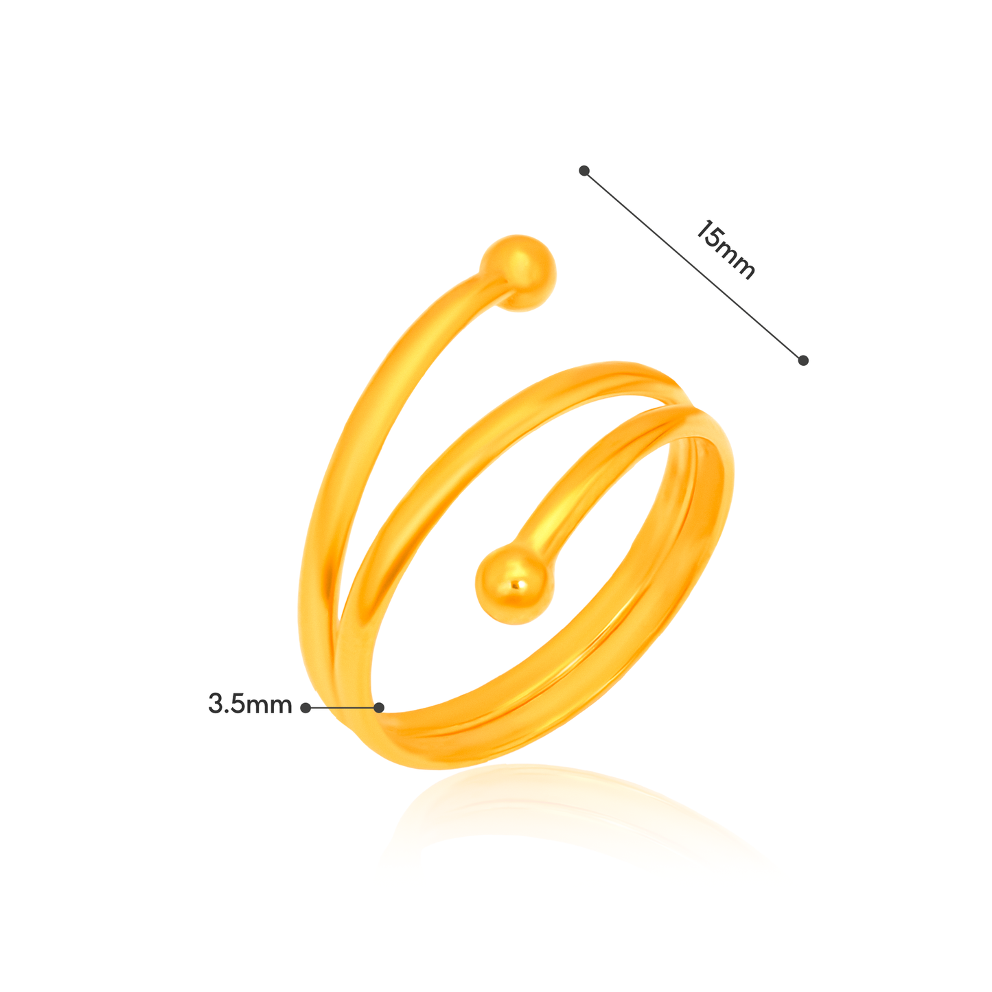 TAKA Jewellery Spiral Ball 916 Gold Ring