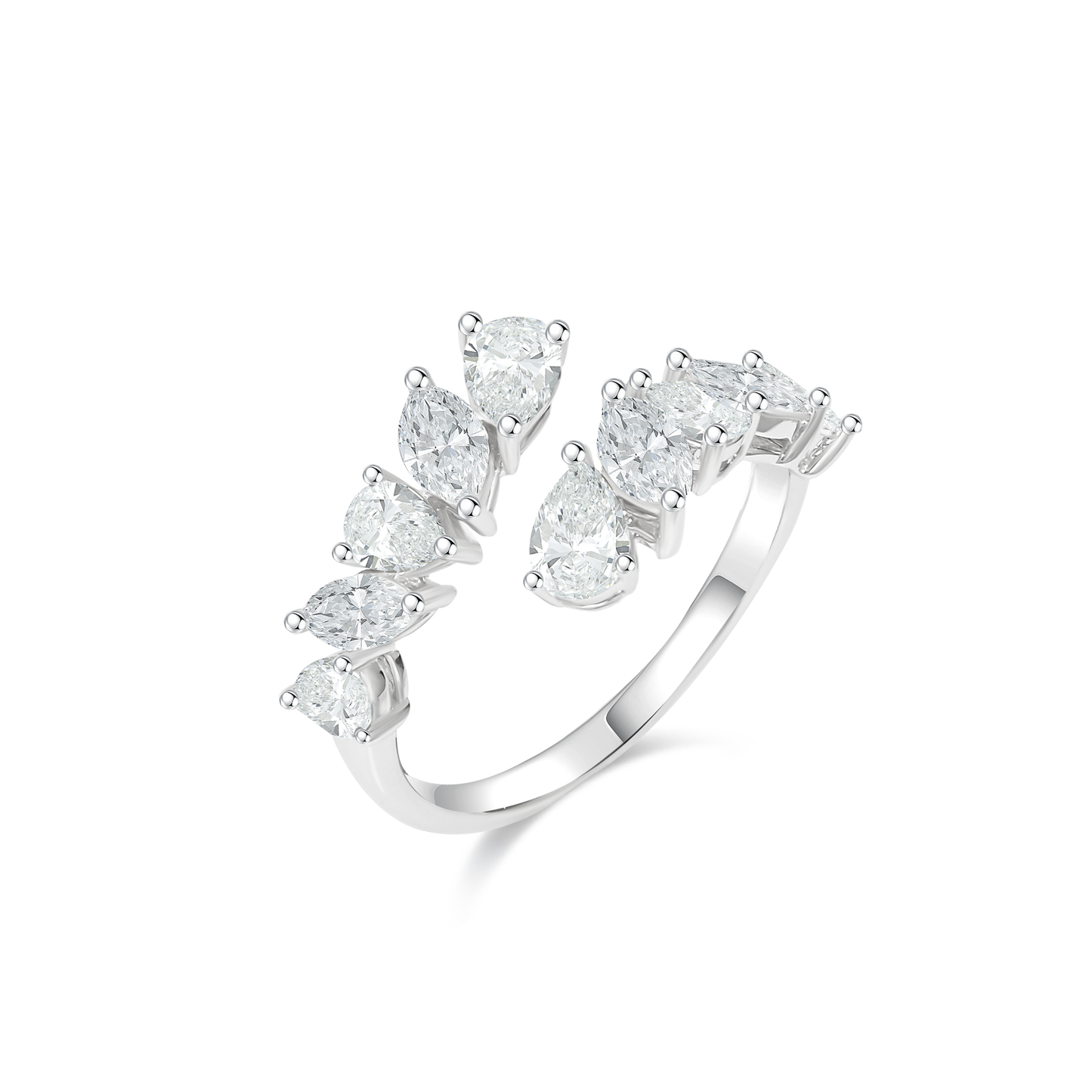 TAKA Jewellery Lab Grown Pear and Marquise Shaped Diamond Ring 10K