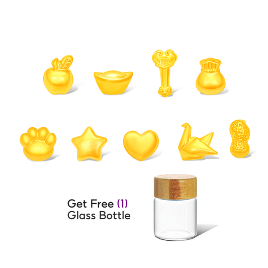 TAKA Jewellery 1gm Petite Gold in Glass Bottle - Assorted Design [Bundle Deals]