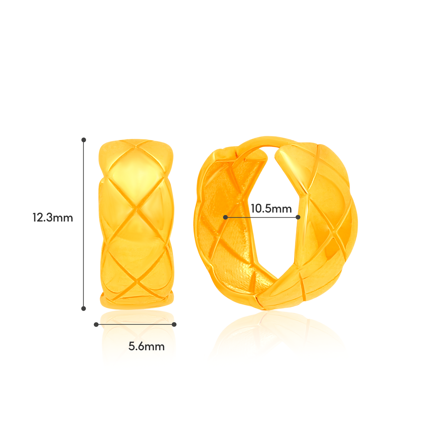 TAKA Jewellery Luxe Quilt 916 Gold Hoop Earrings