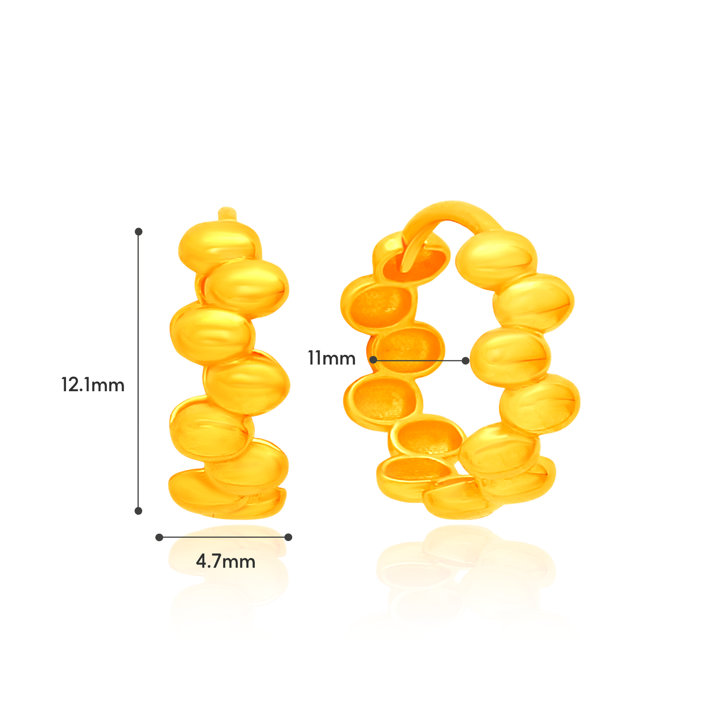 TAKA Jewellery Serenity Dots 916 Gold Hoop Earrings