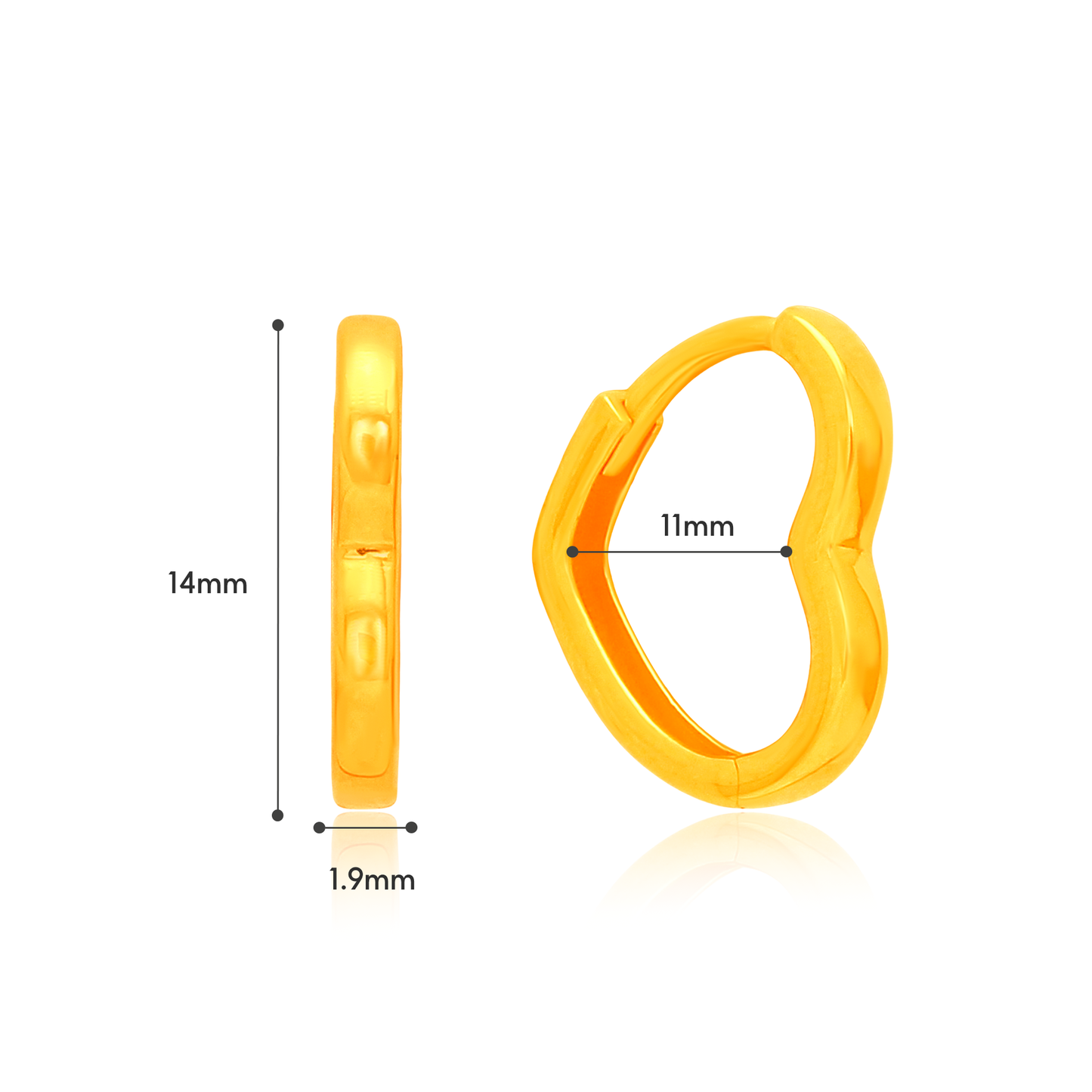 TAKA Jewellery True Heart 916 Gold Earrings