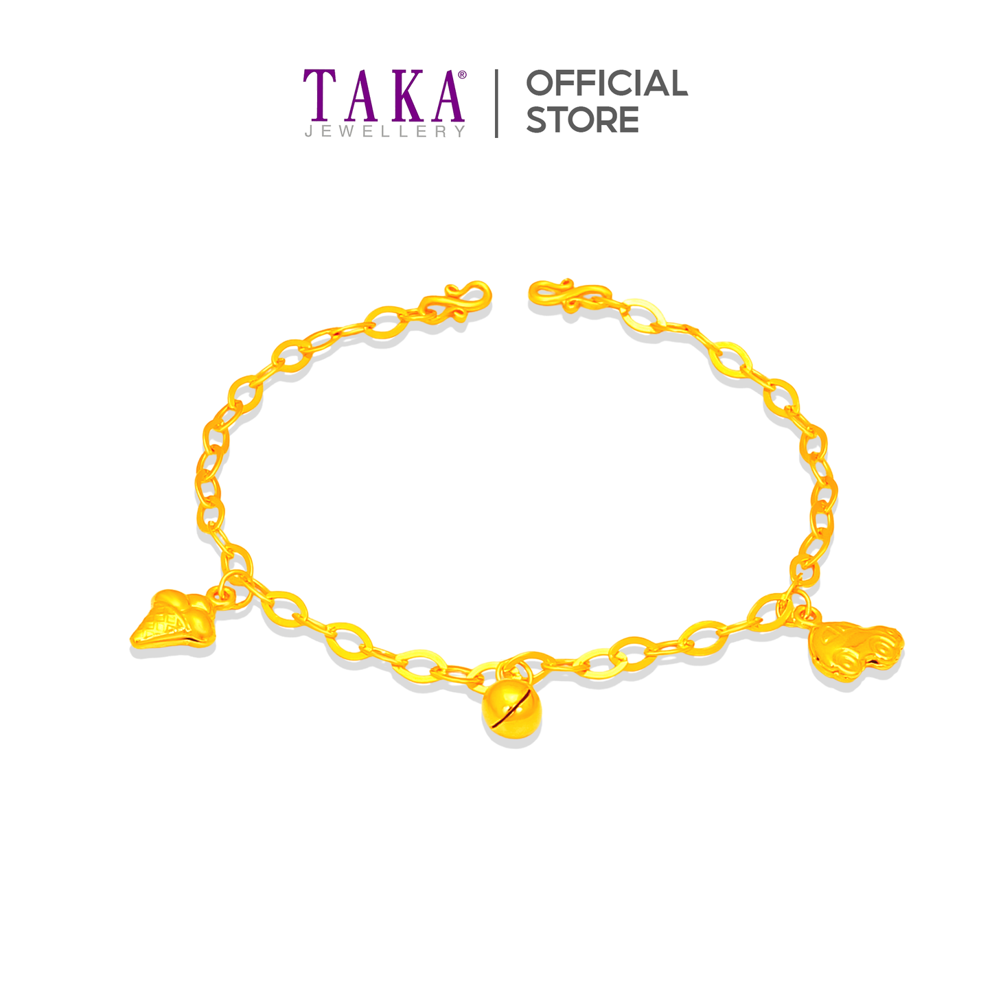 TAKA Jewellery Golden Blessing Bell 916 Gold Baby Bracelet