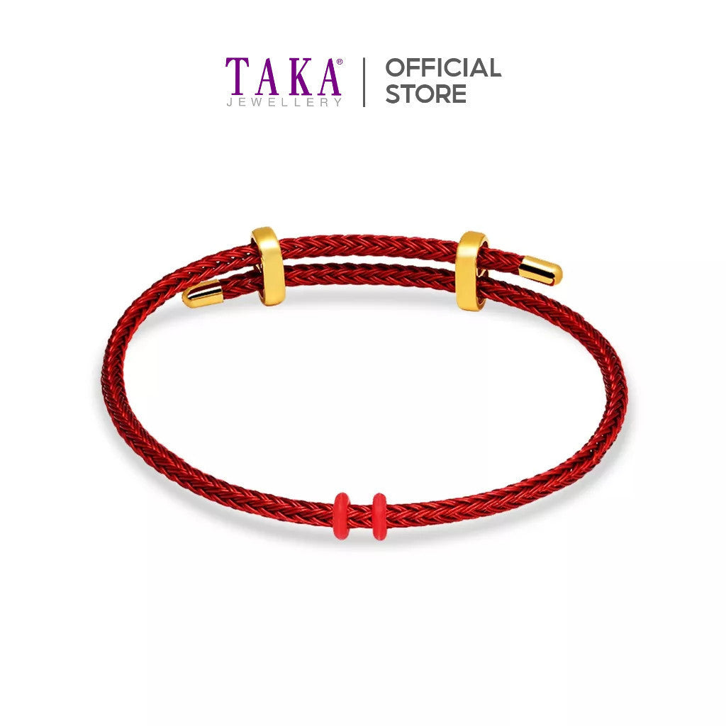 TAKA Jewellery 999 Pure Gold Fortune Baby Pixiu Ingot Charm with Beads Bracelet