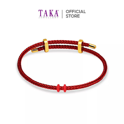 TAKA Jewellery 999 Pure Gold Fortune Baby Pixiu Ingot Charm with Beads Bracelet