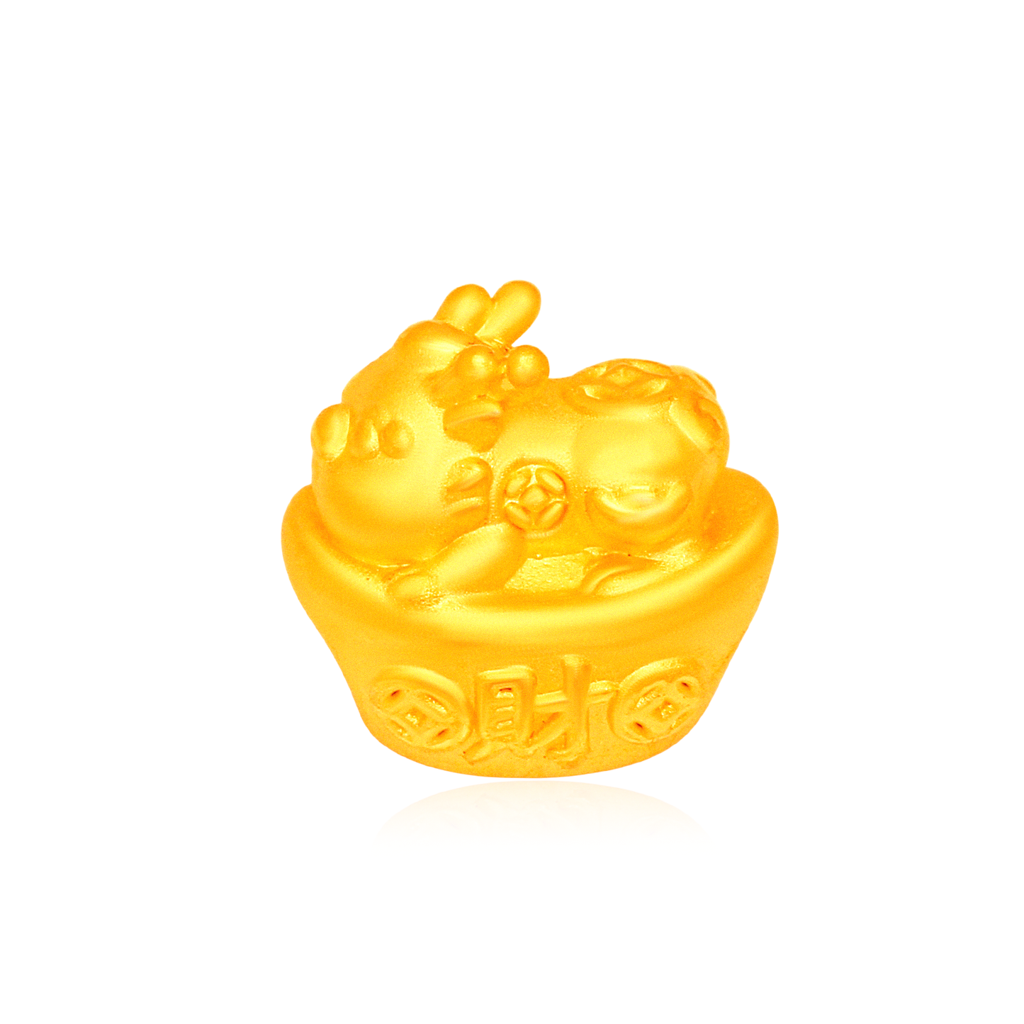 TAKA Jewellery 999 Pure Gold Fortune Baby Pixiu Ingot Charm with Beads Bracelet